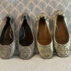 Tory Burch Women's Metallic Flats- 2 pair